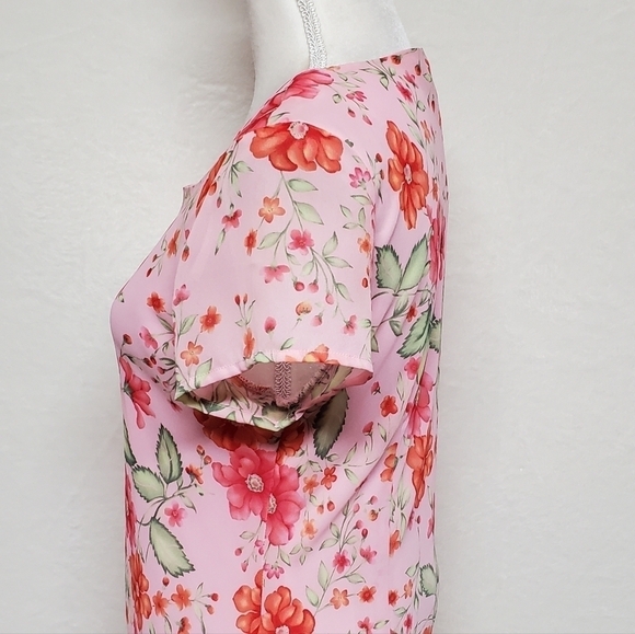 VINTAGE White Stag Orange Pink Floral Tiered Short Sleeve Maxi Summer Dress 12 - Picture 8 of 12
